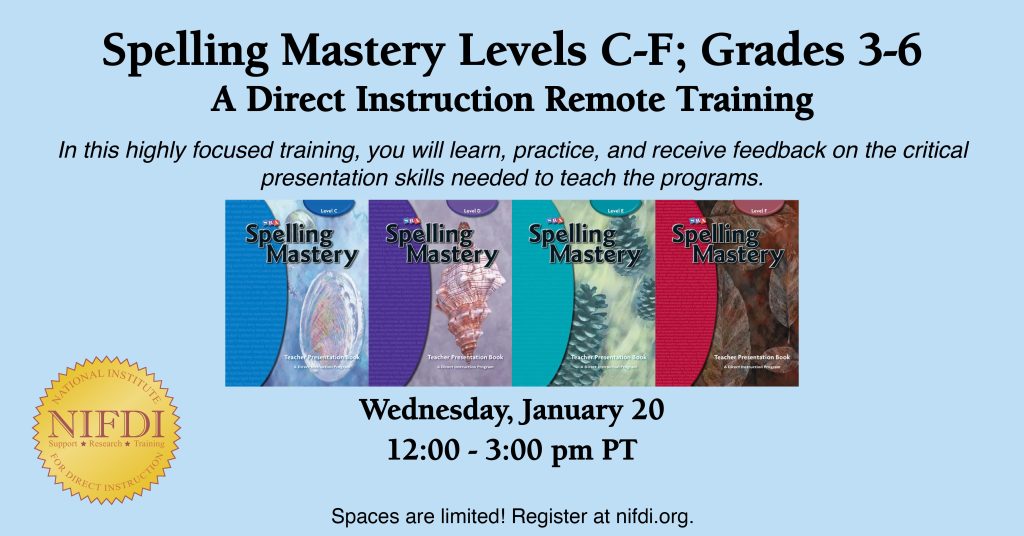 Spelling Mastery Levels C-F Remote Training